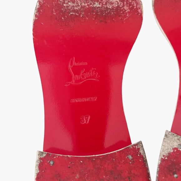 Christian Louboutin Scubabootie Boot EU 37 US 7 Beige Tan Grommet Flat Bootie - Picture 11 of 14